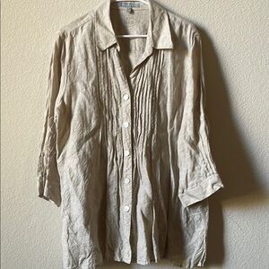 Beige Button-Up Blouse